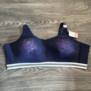 NEW Cacique 50B Lightly Lined No Wire Bra Blue Purple Cotton m91540 Lane Bryant